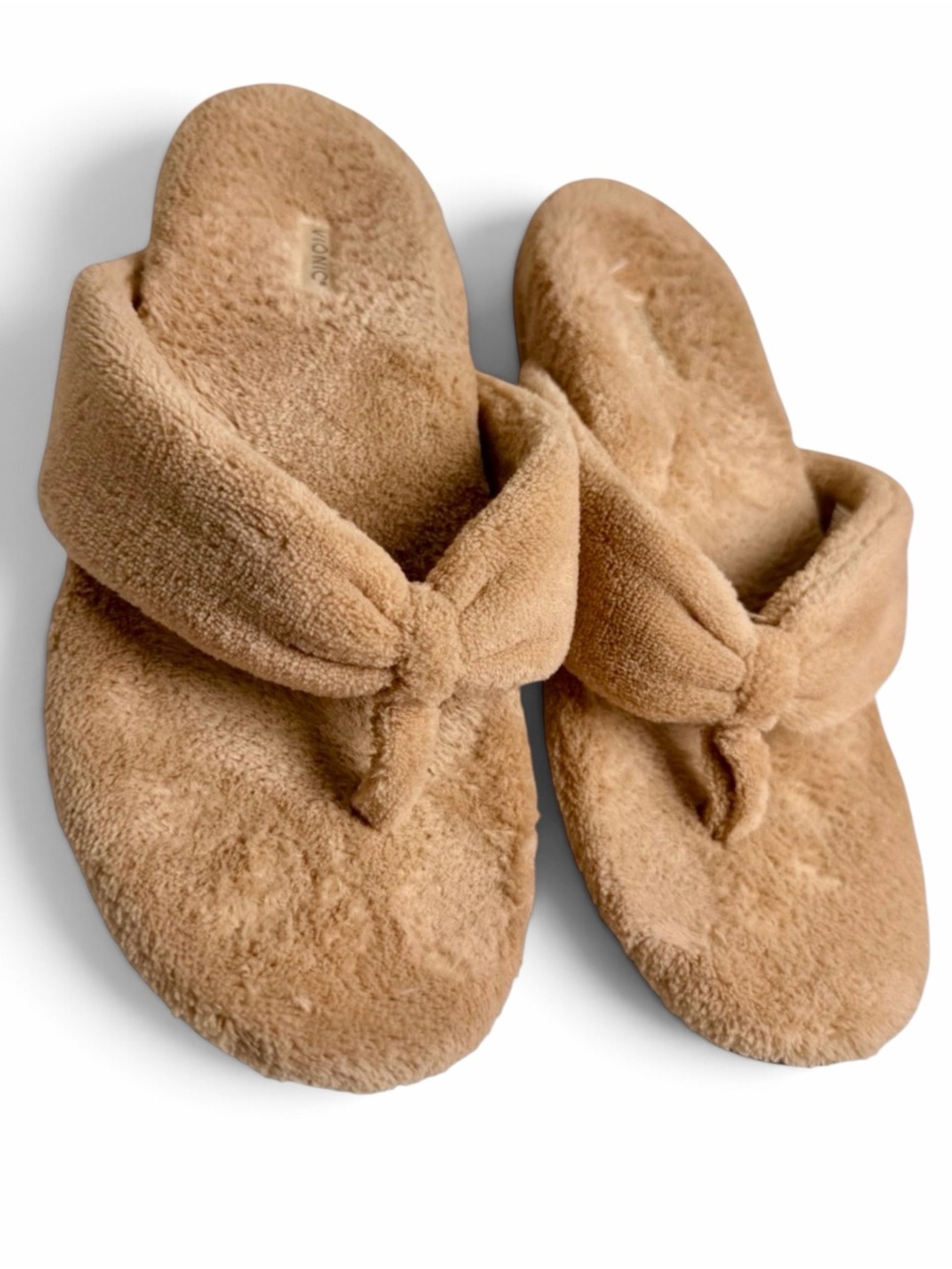 Vionic Lydia Plush Thong Slippers Tan Womens 9 EU 41